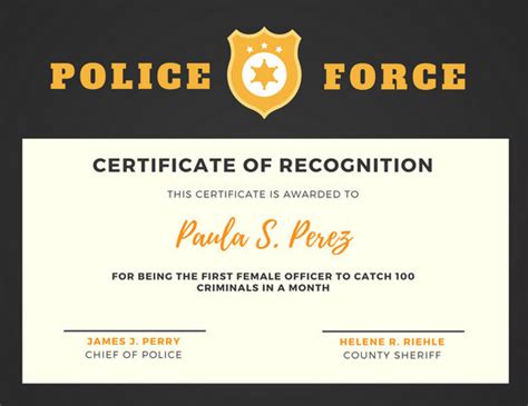 police promotion certificate template